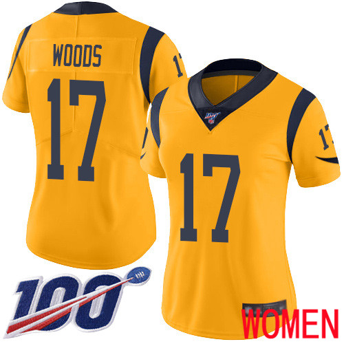 Los Angeles Rams Limited Gold Women Robert Woods Jersey NFL Football #17 100th Season Rush Vapor Untouchable->women nfl jersey->Women Jersey